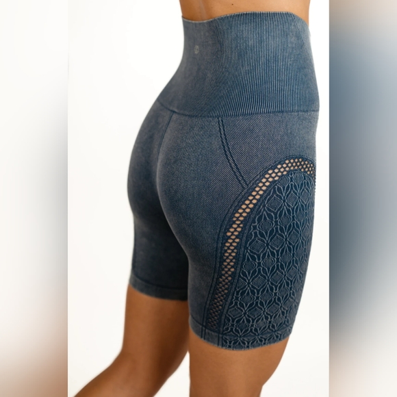 Maxxim Pants - NWT MAXXIM High Waisted Gray Acid Wash Bike Shorts Size Small